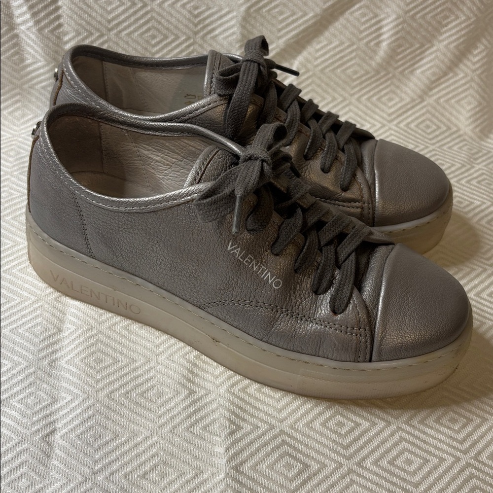 Valentino  platform women’s silver Gray Sneakers size 7.5 - Picture 15 of 15